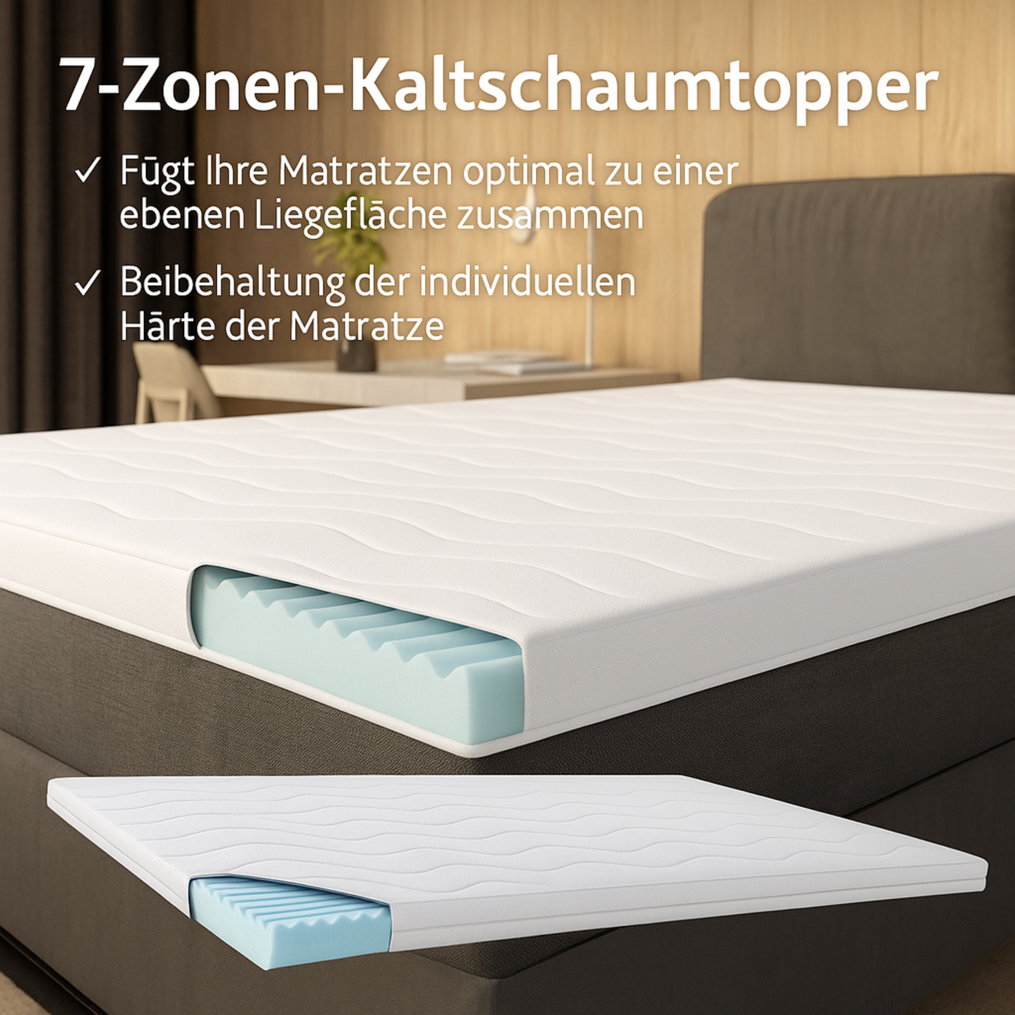 UNSER TV STAR TOPPER: hERZtal Microfiber Orthopädischer 7 Zone Topper 6