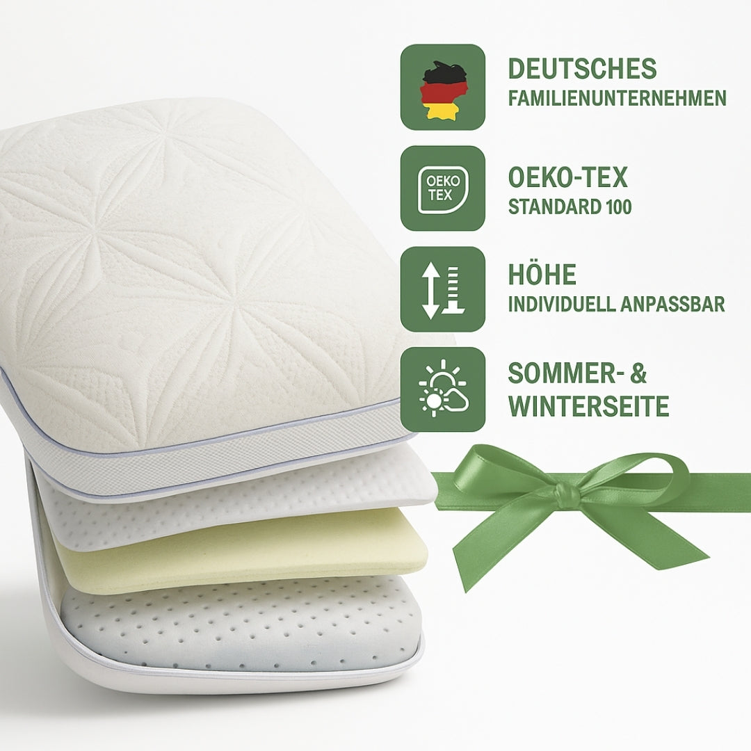 UNSER ALLROUNDER: hERZtal 3-Schicht-Kissen mit Sommer- und Winterseite