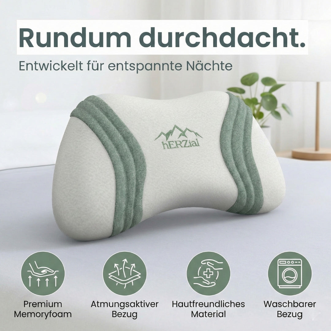 Unser Anschmiegsames: hERZtal Orthopädisches Memory-Schaum Kissen | Druckentlastend & Atmungsaktiv
