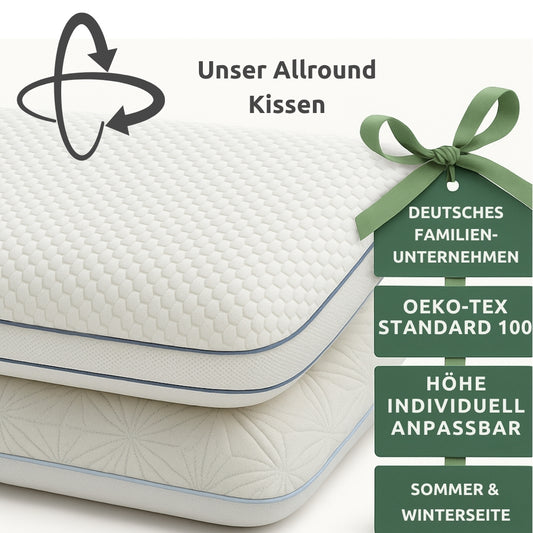 UNSER ALLROUNDER: hERZtal 3-Schicht-Kissen mit Sommer- und Winterseite