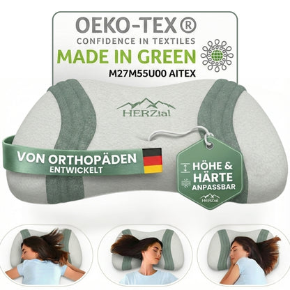Unser Anschmiegsames: hERZtal Orthopädisches Memory-Schaum Kissen | Druckentlastend & Atmungsaktiv