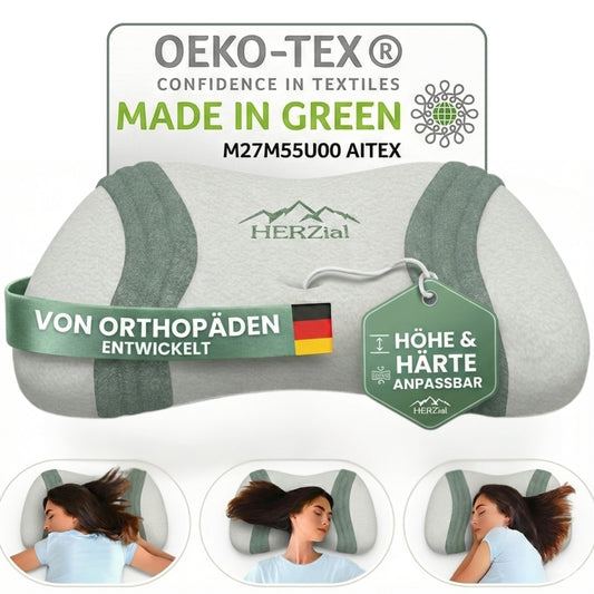 Unser Anschmiegsames: hERZtal Orthopädisches Memory-Schaum Kissen | Druckentlastend & Atmungsaktiv