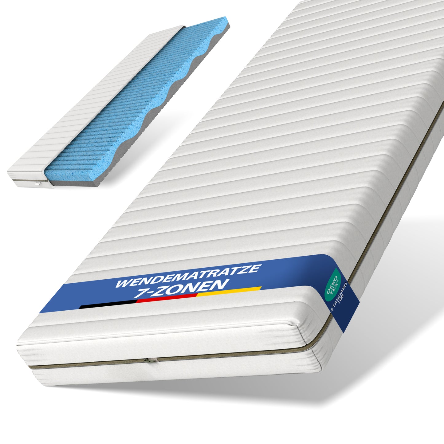 UNSER FLEXIBLER: hERZtal DuoAdapt 7-Zonen Wendematratze | 2-in-1 Härtegrad (weich/fest), Hybrid-Komfortschaum, atmungsaktiv & OEKO-TEX® zertifiziert