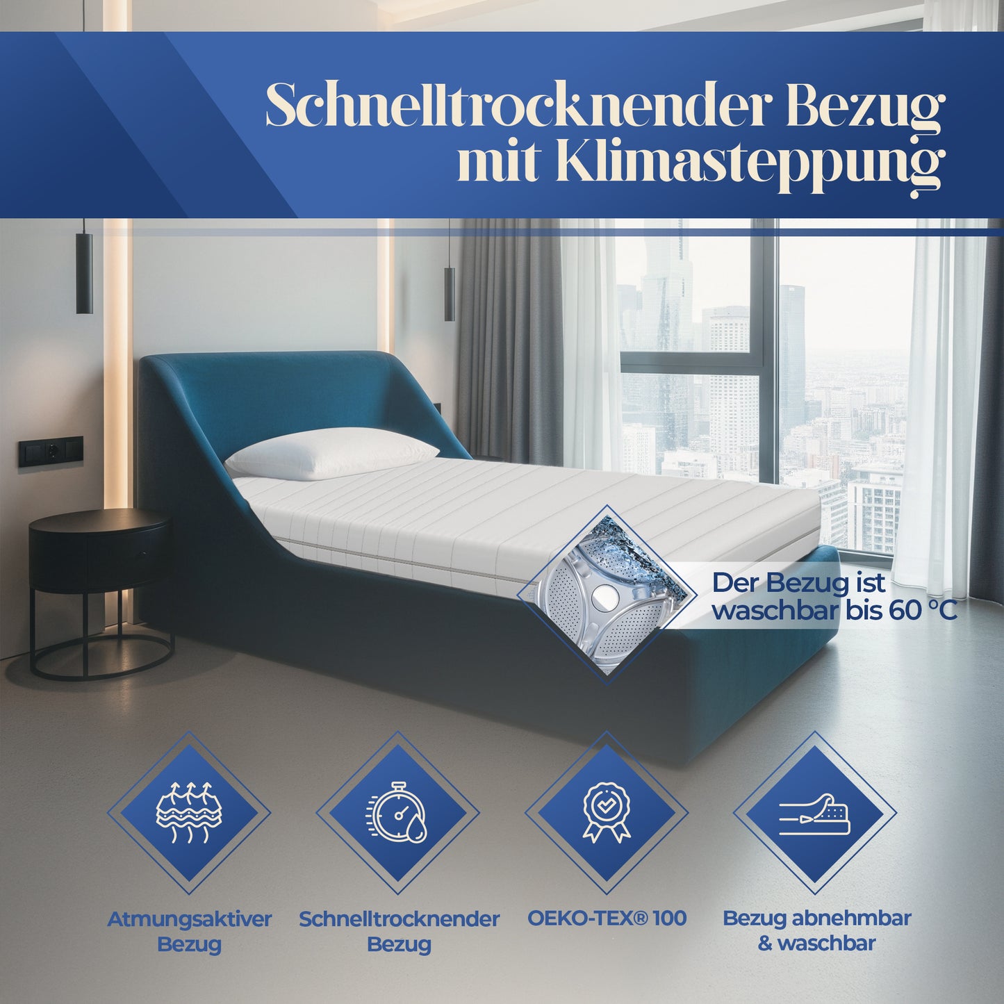 UNSER EINSTEIGER: hERZtal Sleepmaster 18 Kaltschaummatratze | 7-Zonen, 18 cm Höhe, 3 Härtegrade (H1-H3), atmungsaktiv & OEKO-TEX® zertifiziert