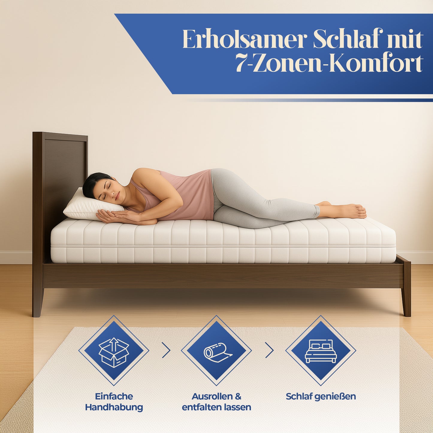 UNSER EINSTEIGER: hERZtal Sleepmaster 18 Kaltschaummatratze | 7-Zonen, 18 cm Höhe, 3 Härtegrade (H1-H3), atmungsaktiv & OEKO-TEX® zertifiziert