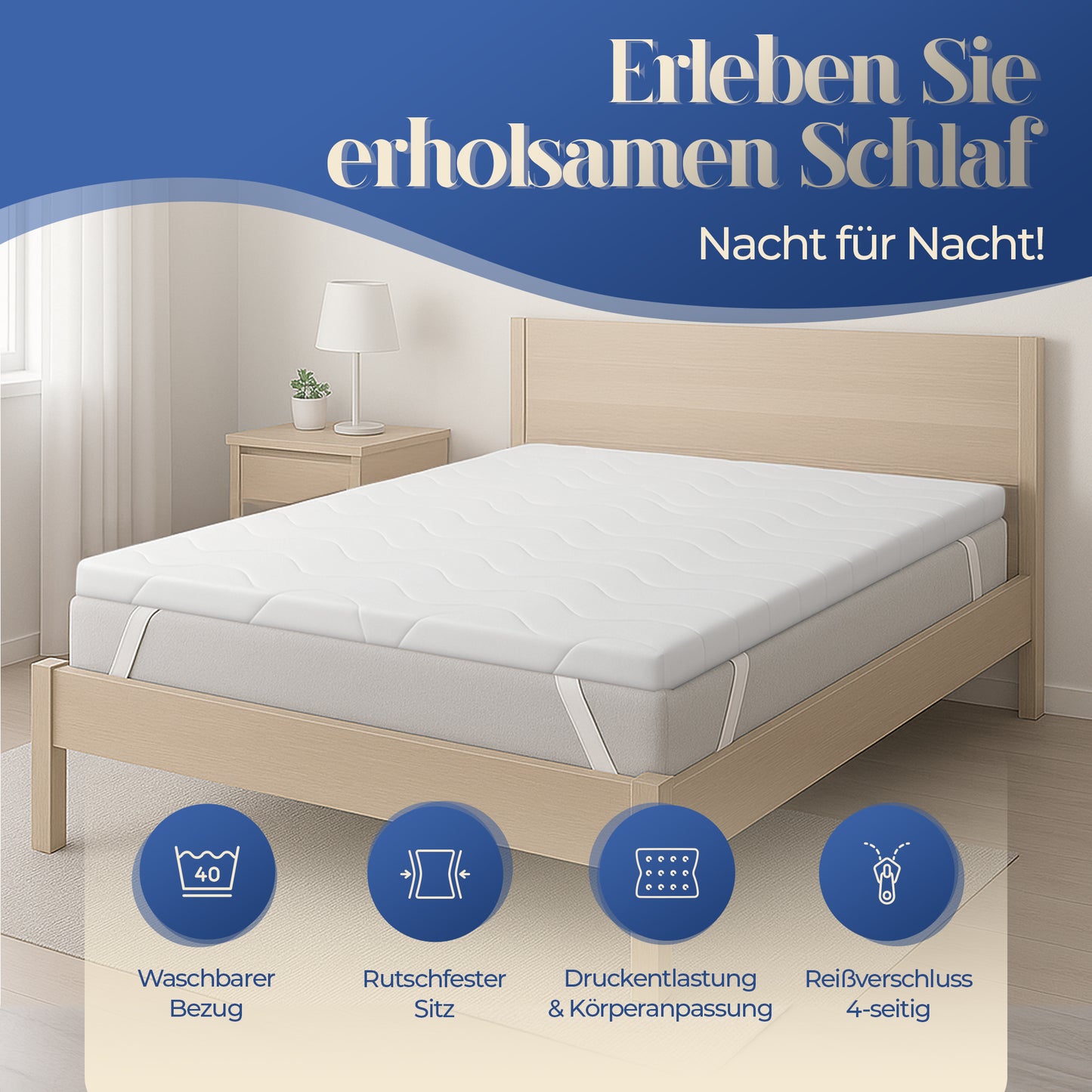 UNSER KOMFORTGEBER: hERZtal CloudTop Topper 6 cm | Komfortschaum, atmungsaktiv, OEKO-TEX® zertifiziert