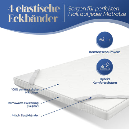 UNSER KOMFORTGEBER: hERZtal CloudTop Topper 6 cm | Komfortschaum, atmungsaktiv, OEKO-TEX® zertifiziert