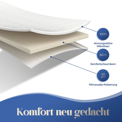 UNSER KOMFORTGEBER: hERZtal CloudTop Topper 6 cm | Komfortschaum, atmungsaktiv, OEKO-TEX® zertifiziert