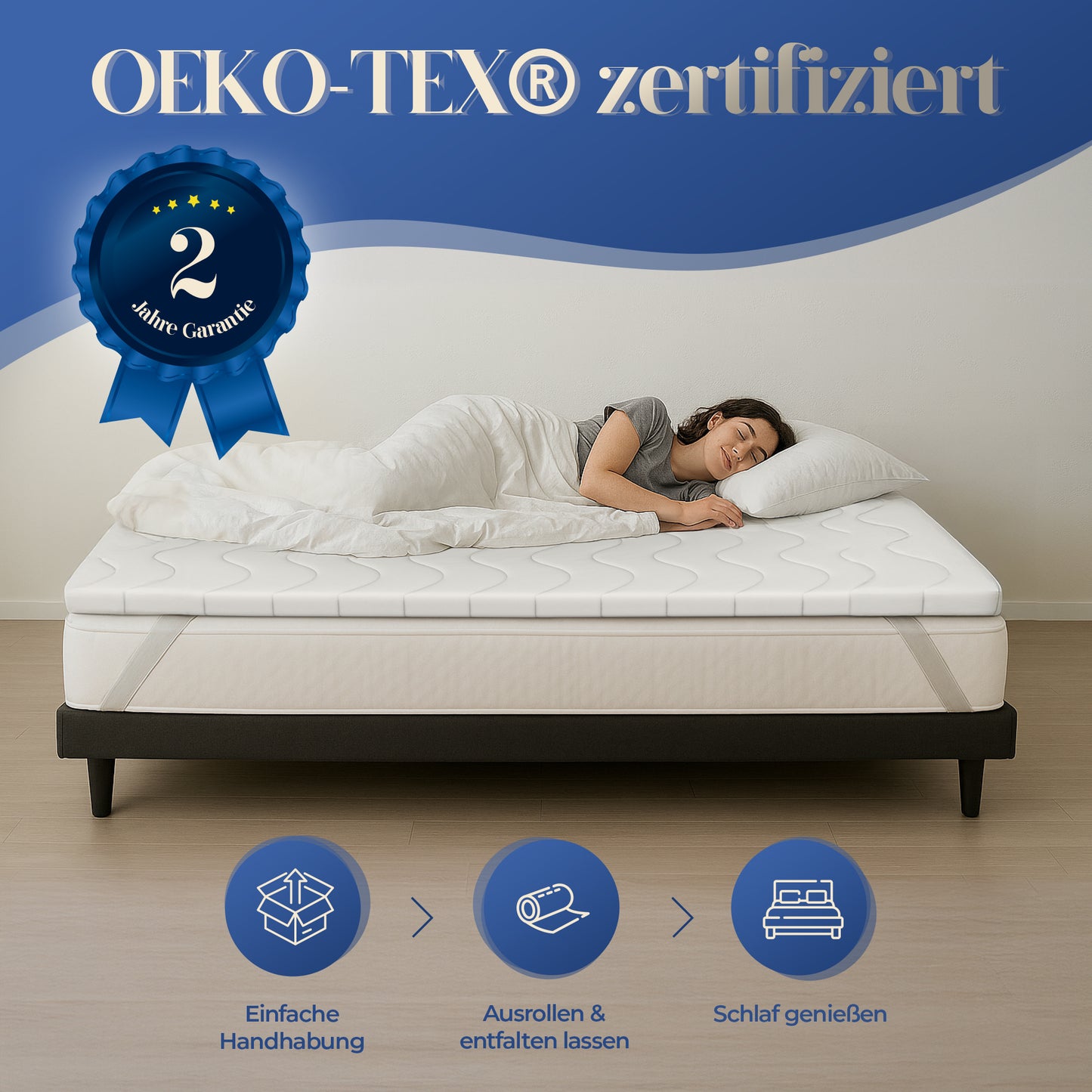 UNSER KOMFORTGEBER: hERZtal CloudTop Topper 6 cm | Komfortschaum, atmungsaktiv, OEKO-TEX® zertifiziert