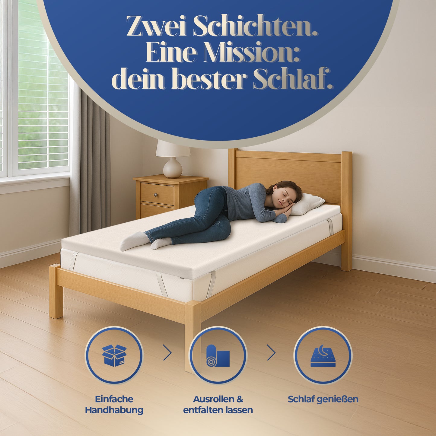 UNSER ANPASSUNGSFÄHIGER: hERZtal FlexyTwist Gelschaum Wendetopper 8 cm | 7-Zonen, OEKO-TEX®, Bezug waschbar