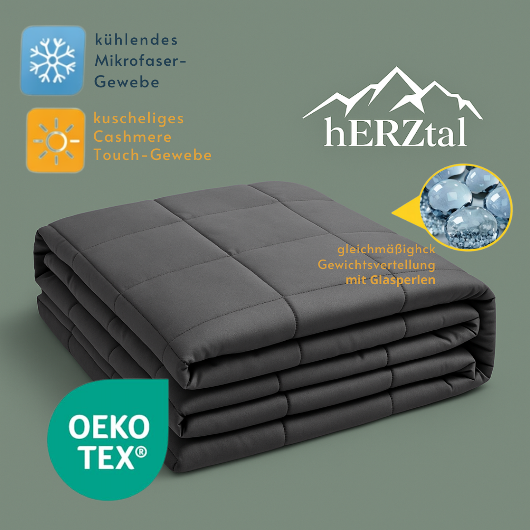 UNSERE GEBORGENE: hERZtal Premium Gewichtsdecke Duo-Komfort | Therapiedecke für besseren Schlaf, Stressabbau & Entspannung