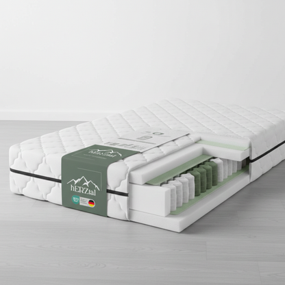 UNSER PUNKTGENAUER: hERZtal 7-Zonen Tonnentaschenfederkernmatratze | 21 cm Höhe, orthopädisch, Made in Germany & OEKO-TEX®