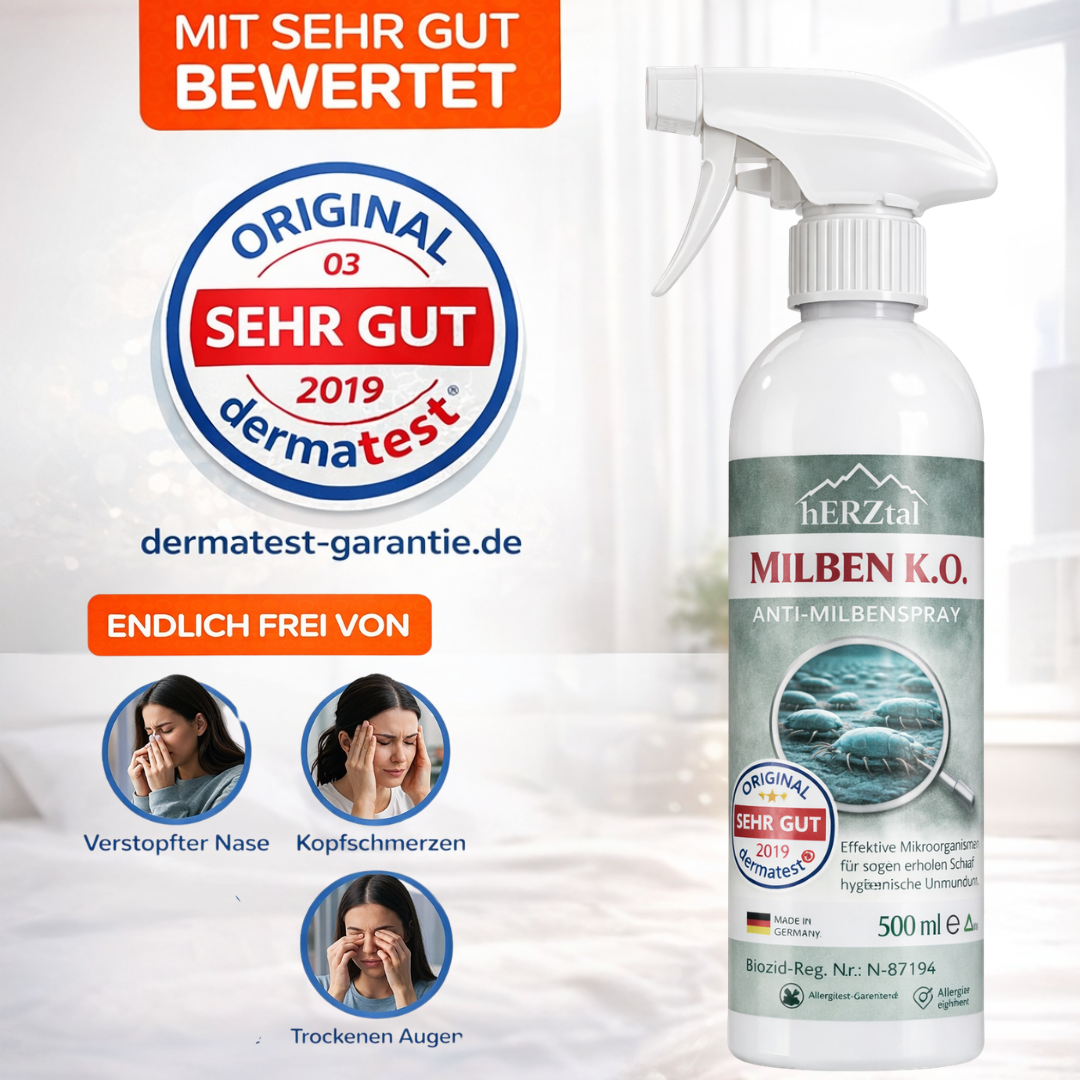 Unser Gründlicher – 500ml Bio Anti-Milbenspray | Tiefenreinigung durch Mikroorganismen | Dermatest SEHR GUT | Für Matratzen & Allergiker
