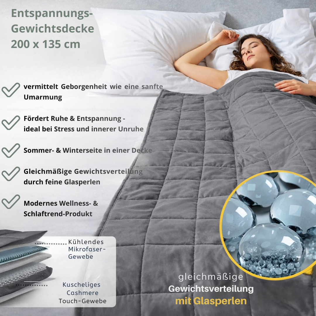 UNSERE GEBORGENE: hERZtal Premium Gewichtsdecke Duo-Komfort | Therapiedecke für besseren Schlaf, Stressabbau & Entspannung