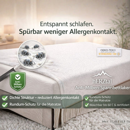 Unser Schutzschild:Anti-Milben-Spannbettlaken OEKO-TEX® zertifiziert – Milbenschutz für Matratzen | Waschbar bis 60°C