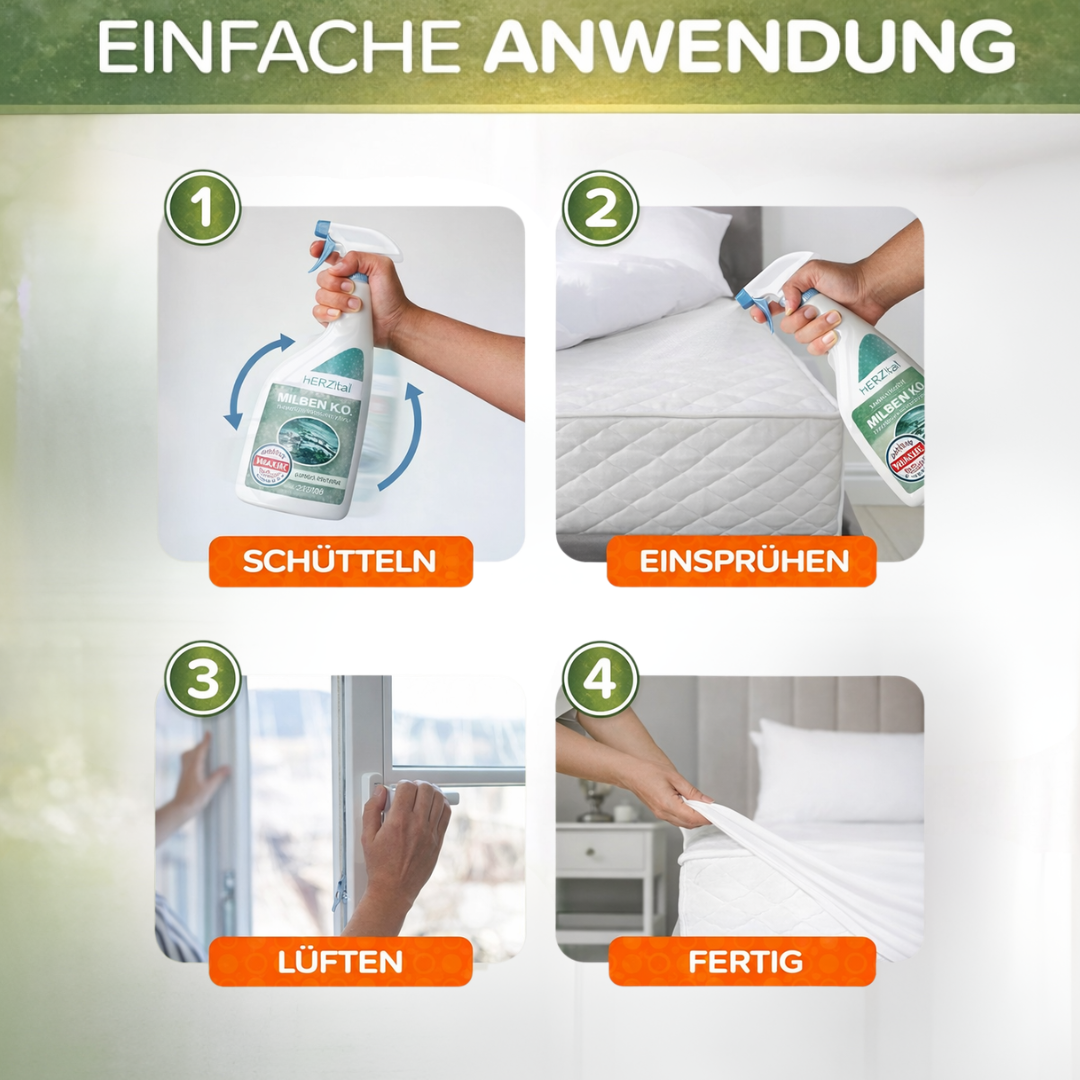 Unser Gründlicher – 500ml Bio Anti-Milbenspray | Tiefenreinigung durch Mikroorganismen | Dermatest SEHR GUT | Für Matratzen & Allergiker