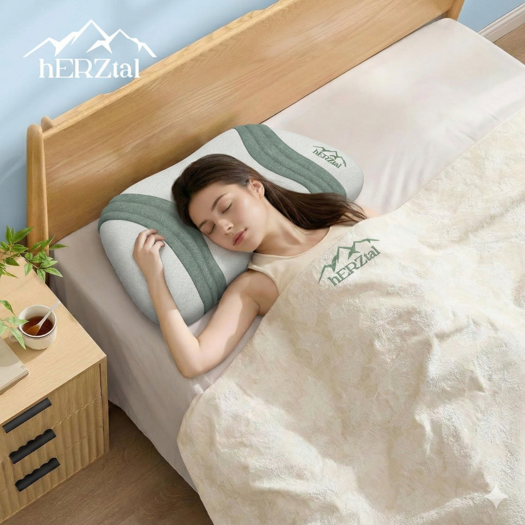 Unser Anschmiegsames: hERZtal Orthopädisches Memory-Schaum Kissen | Druckentlastend & Atmungsaktiv