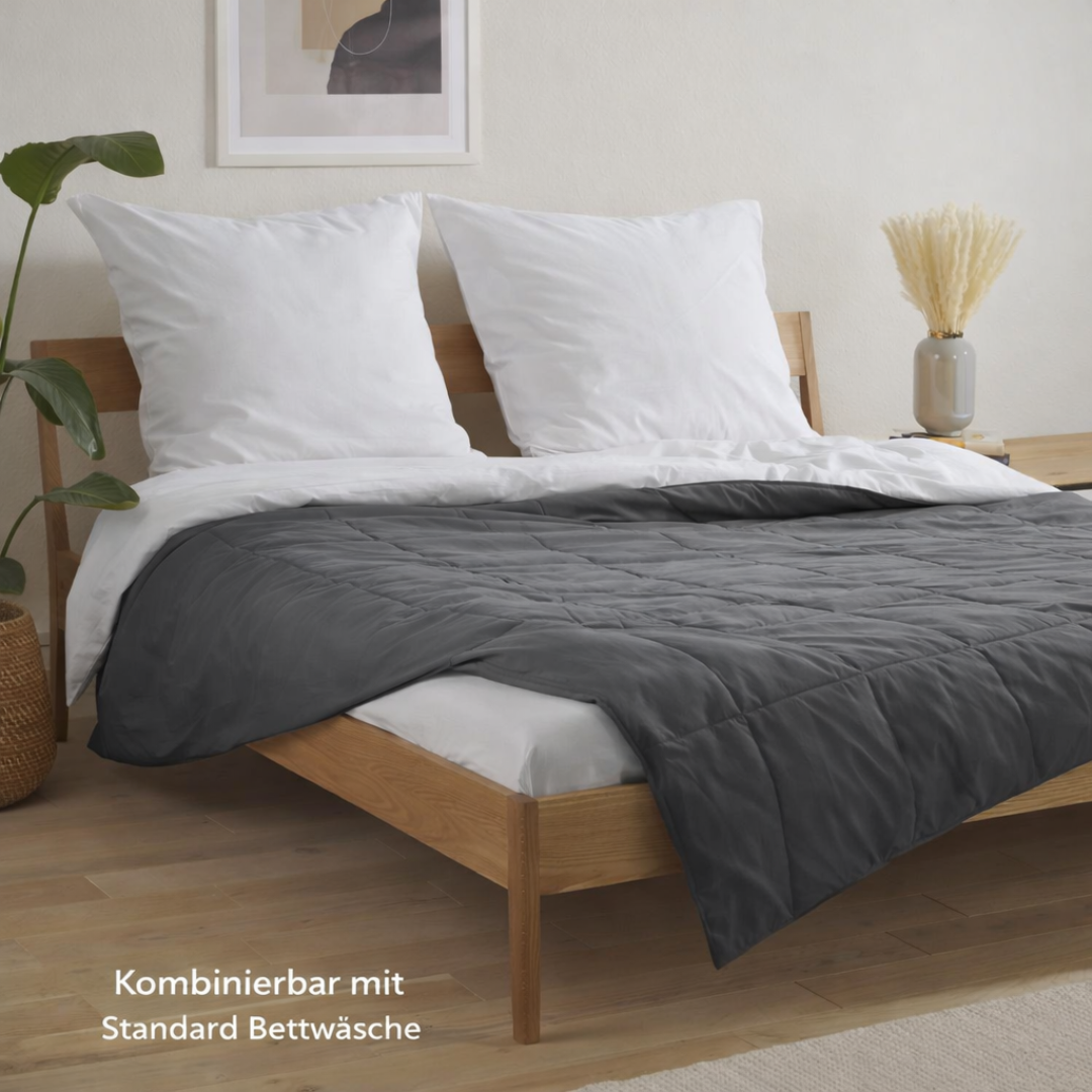 UNSERE GEBORGENE: hERZtal Premium Gewichtsdecke Duo-Komfort | Therapiedecke für besseren Schlaf, Stressabbau & Entspannung