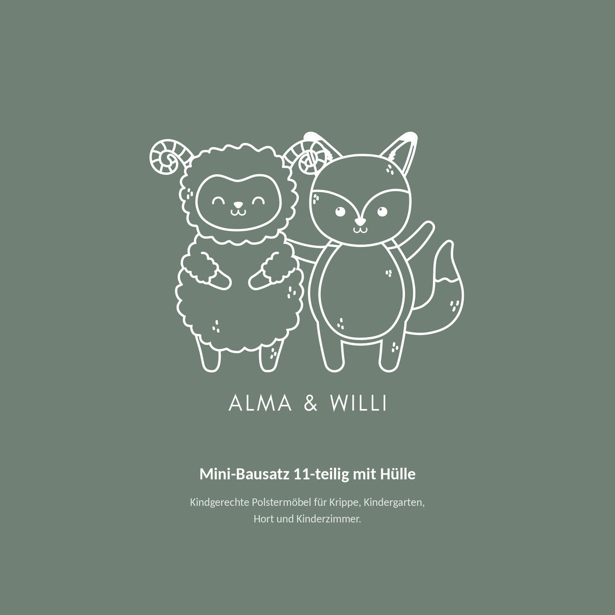 Alma & Willi Mini-Bausatz 11-teilig mit Hülle – 60 × 60 × 20 cm, Kunstleder – Alma & Willi