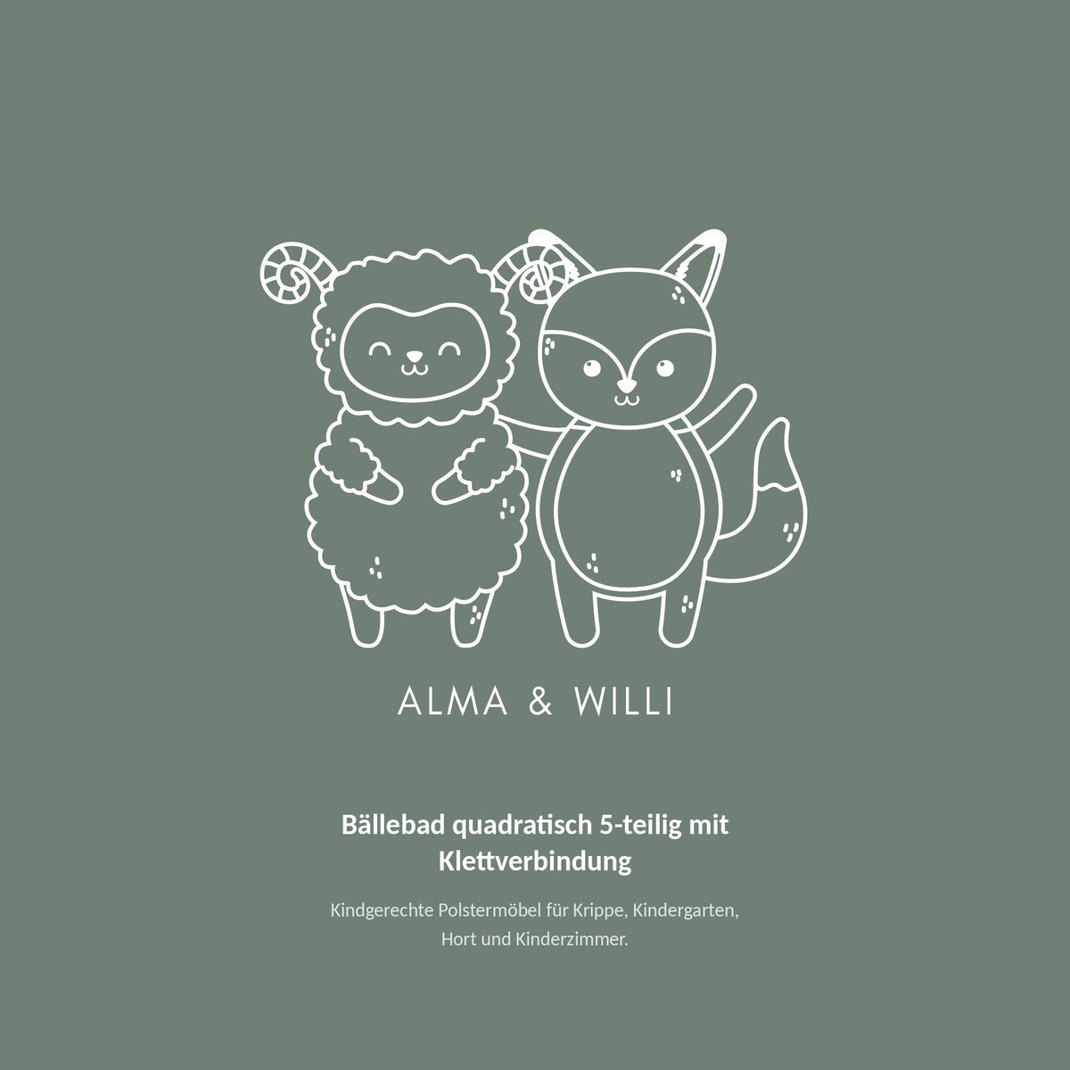 Alma & Willi Bällebad quadratisch 5-teilig mit Klettverbindung – bis 200 × 300 cm – Alma & Willi