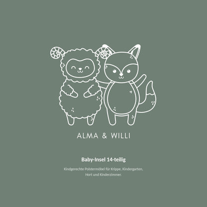 Alma & Willi Baby-Insel 14-teilig – Ø ca. 200 cm, mit Rollenwelle und Treppe – Alma & Willi