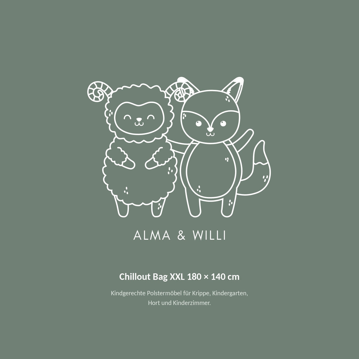Alma & Willi Chillout Bag XXL 180 × 140 cm – Sitzsack mit Styroporfüllung – Alma & Willi