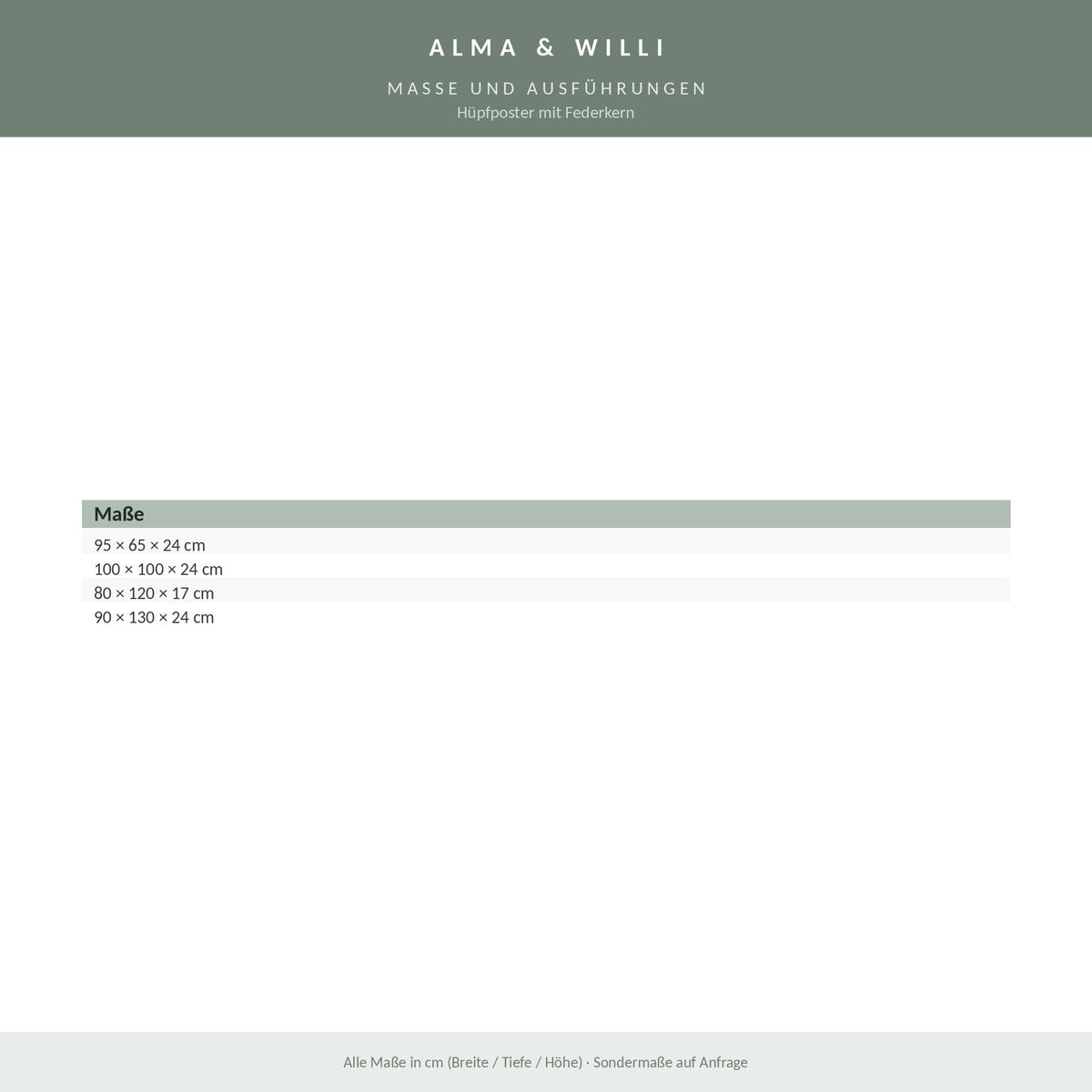 Alma & Willi Hüpfposter mit Federkern – Bewegungsangebot für Kita und Hort – Maße und Ausführungen