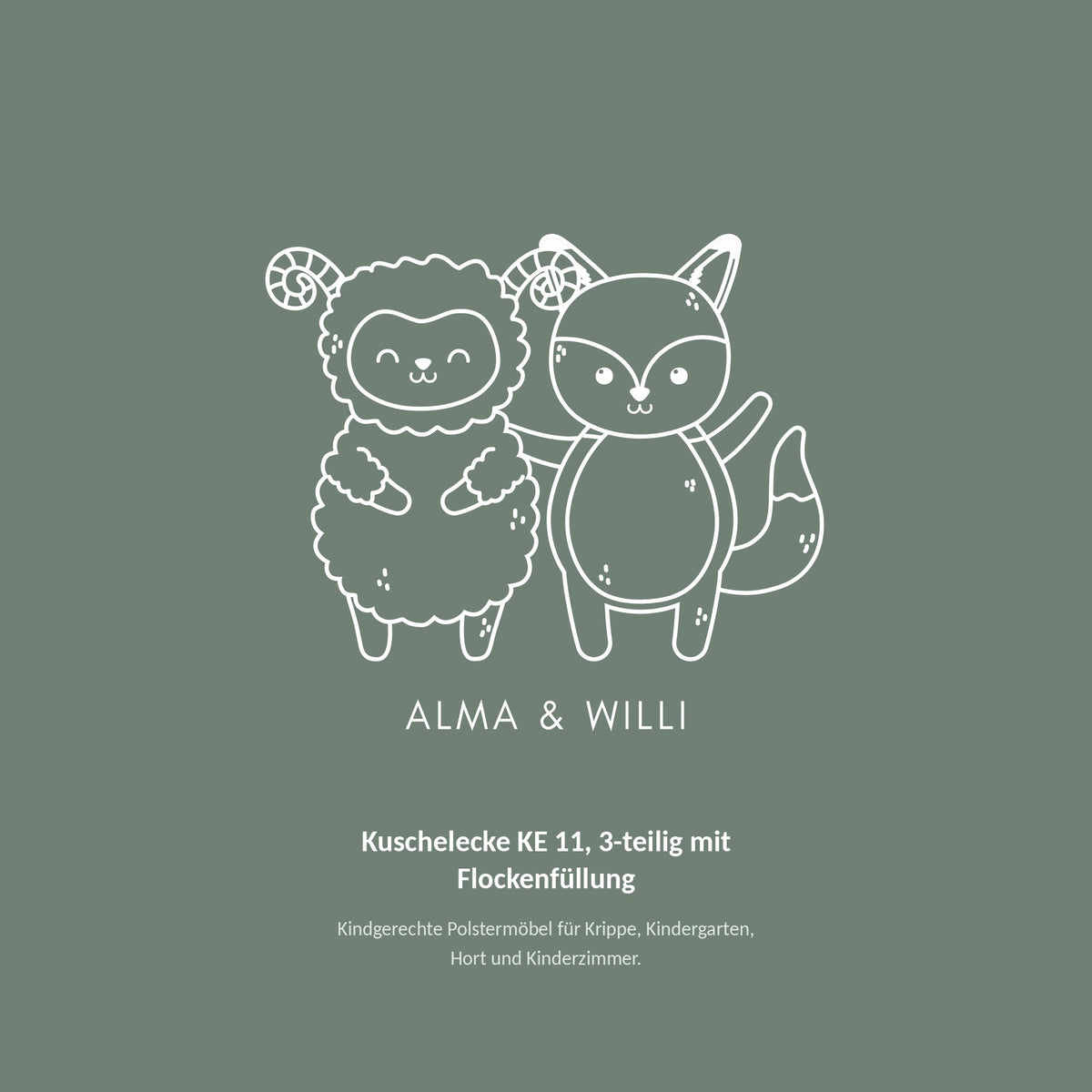Alma & Willi Kuschelecke KE 11, 3-teilig mit Flockenfüllung – 160 × 160 cm – Alma & Willi