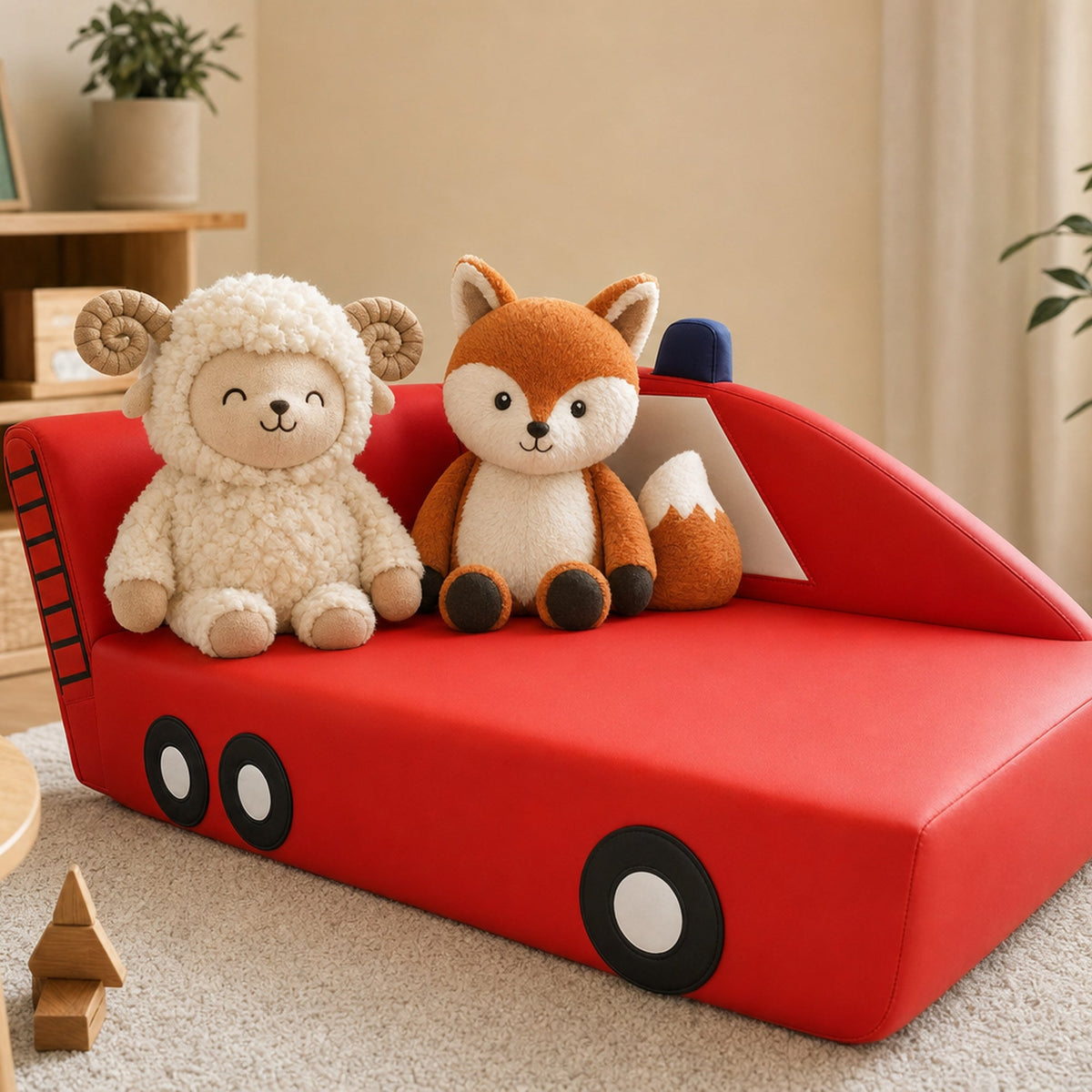 Kindersofa Feuerwehr mit den Alma & Willi Plüschfiguren