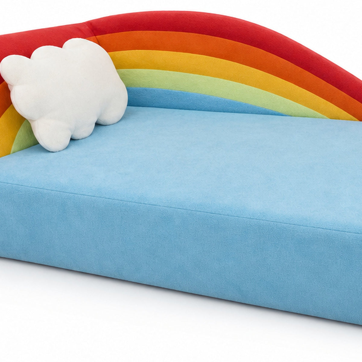 Kindersofa Regenbogen – Regenbogenmotiv auf der Rückenlehne