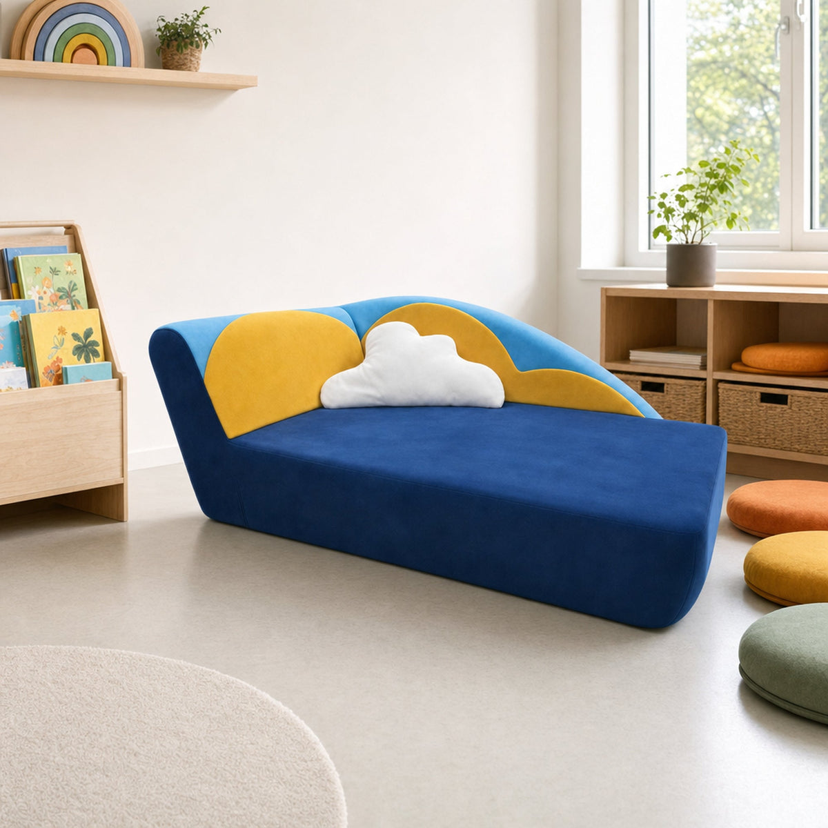 Kindersofa Wolke in der Leseecke eines Kita-Gruppenraums