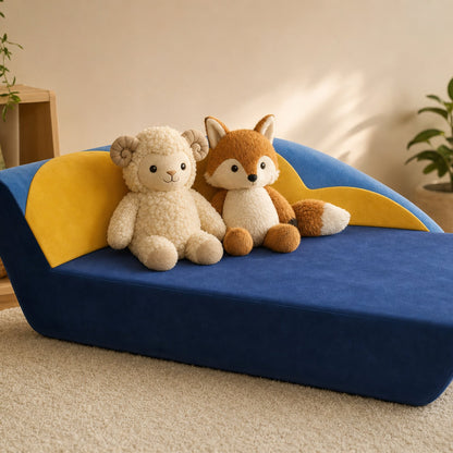 Kindersofa Wolke mit den Alma & Willi Plüschfiguren
