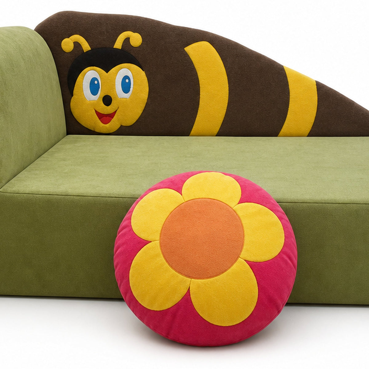 Kindersofa Biene – Bienenmotiv auf der Rückenlehne