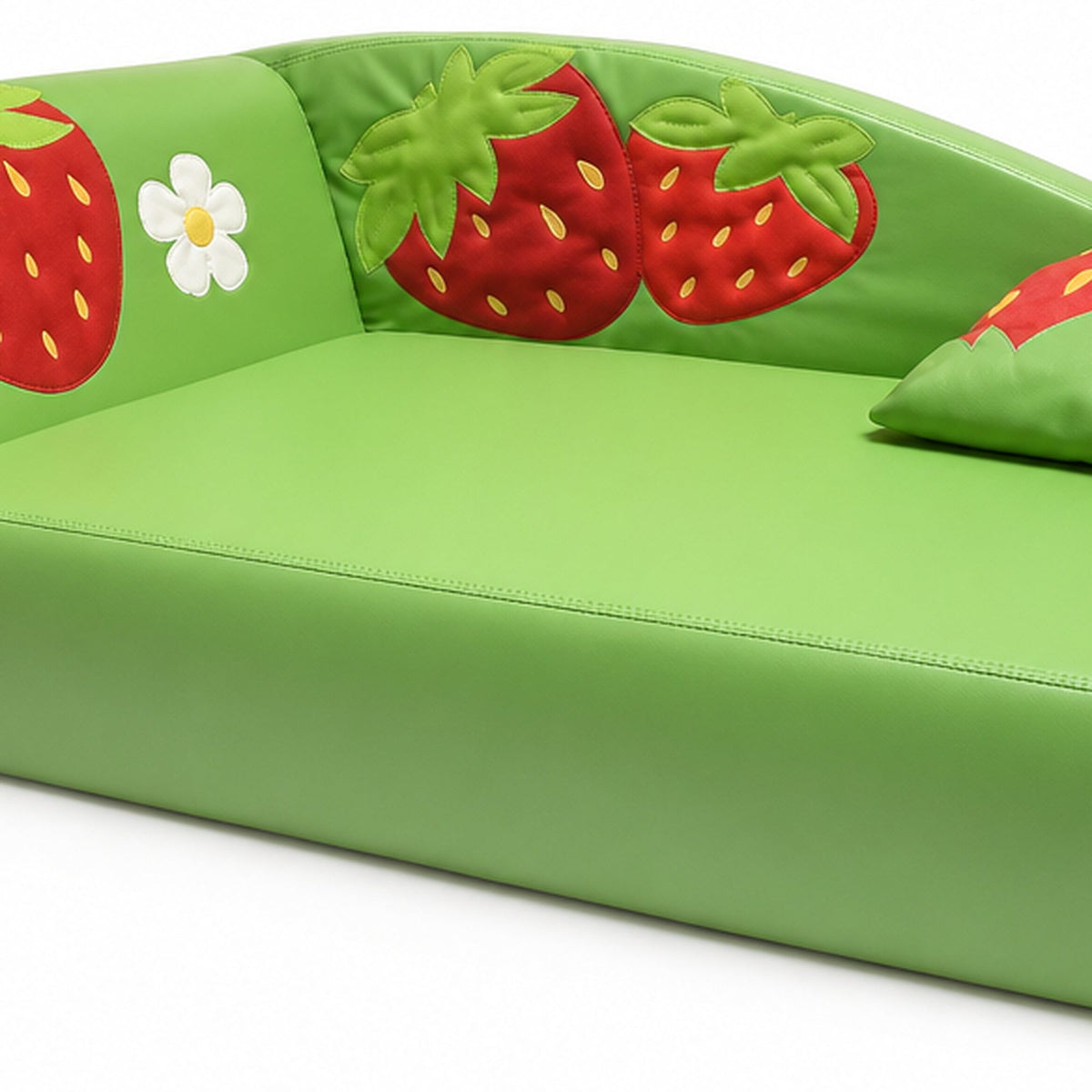 Kindersofa Erdbeere – Erdbeermotiv auf der Rückenlehne