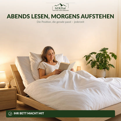 Lesen im Bett mit angehobenem Kopfteil