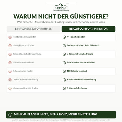 Vergleich gegen einfache Motorrahmen der Einstiegsklasse