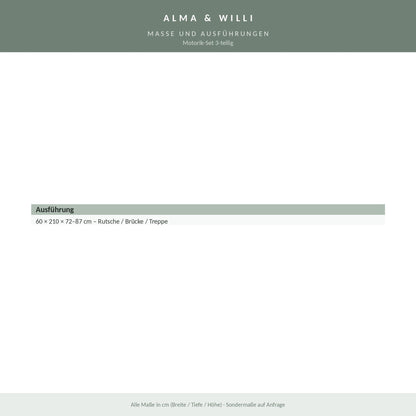 Alma & Willi Motorik-Set 3-teilig – Rutsche, Brücke und Treppe aus Schaumstoff – Maße und Ausführungen