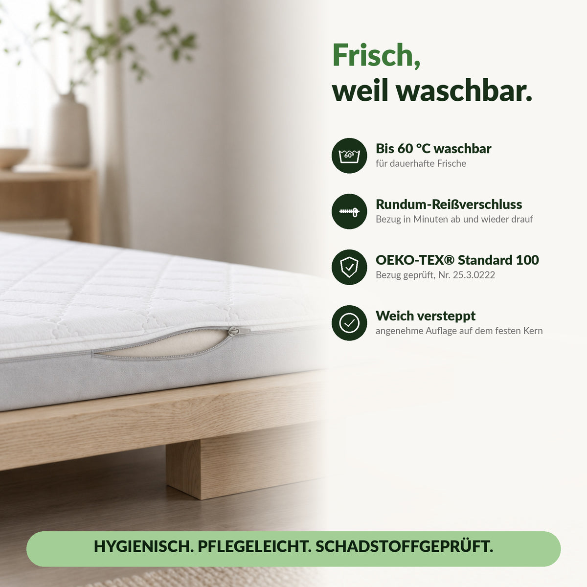 hERZtal Rebond 10 Rollmatratze – Bezug abnehmbar, waschbar bei 60 °C