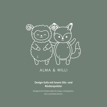 Alma & Willi Design-Sofa mit losem Sitz- und Rückenpolster – B 150 cm – Alma & Willi