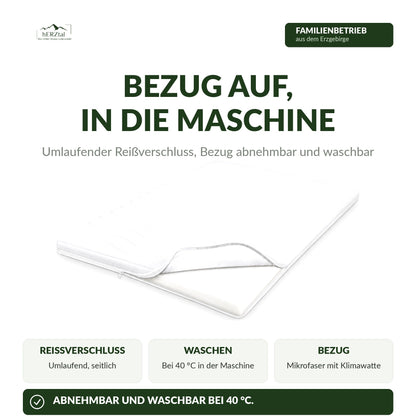 Bezug des hERZtal CloudTop Toppers mit umlaufendem Reißverschluss, abnehmbar und waschbar bei 40 °C