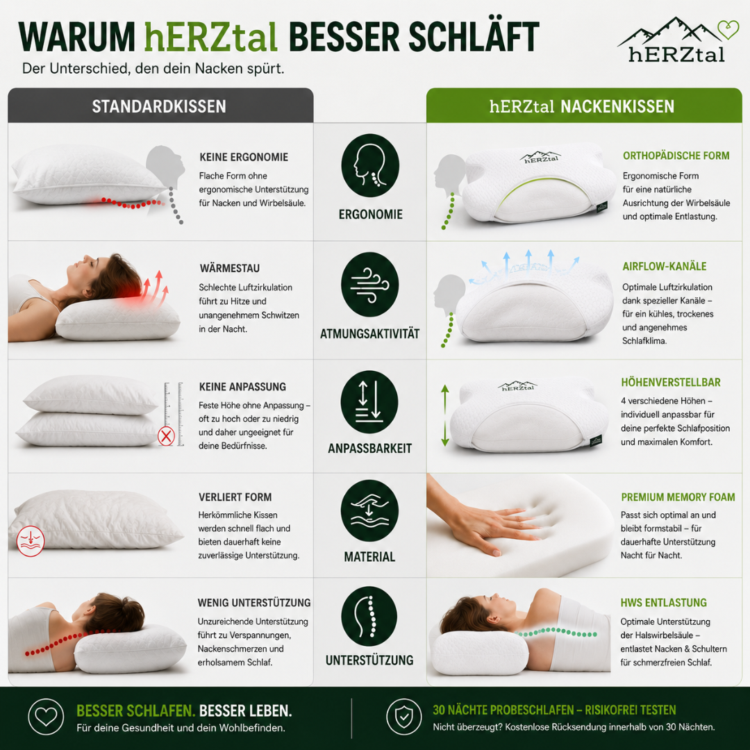 hERZtal Contour Sleep Memory Schaum Kissen 10 cm – Bild03