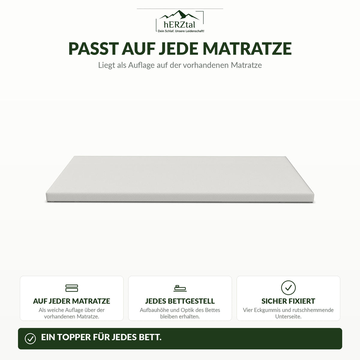 hERZtal FlexyTwist – passt auf jede Matratze, vier Eckgummis