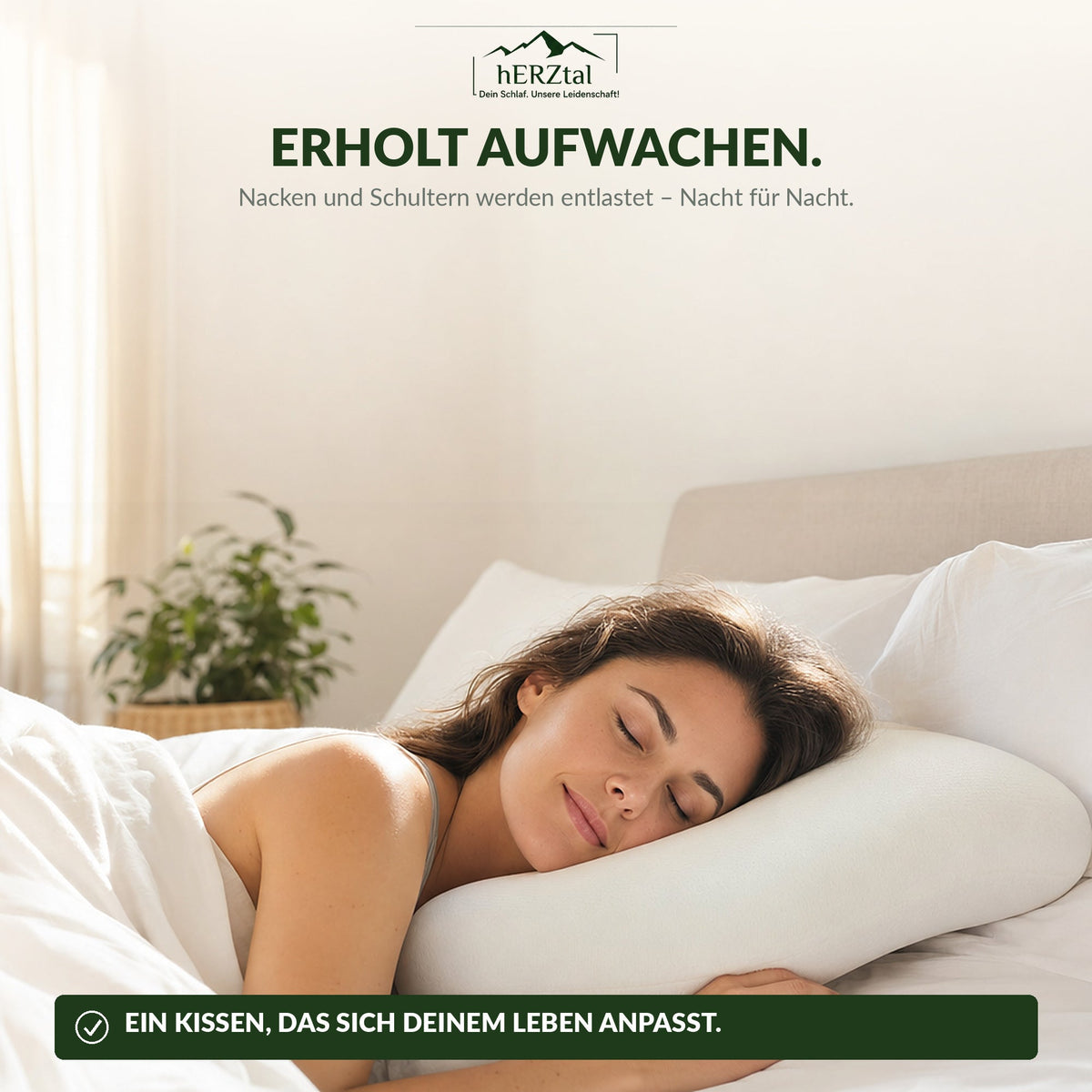 hERZtal Orthopädisches Nackenstützkissen 11 cm – Erholsamer Schlaf