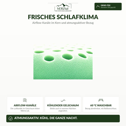 hERZtal Orthopädisches Nackenstützkissen 11 cm – Schlafklima