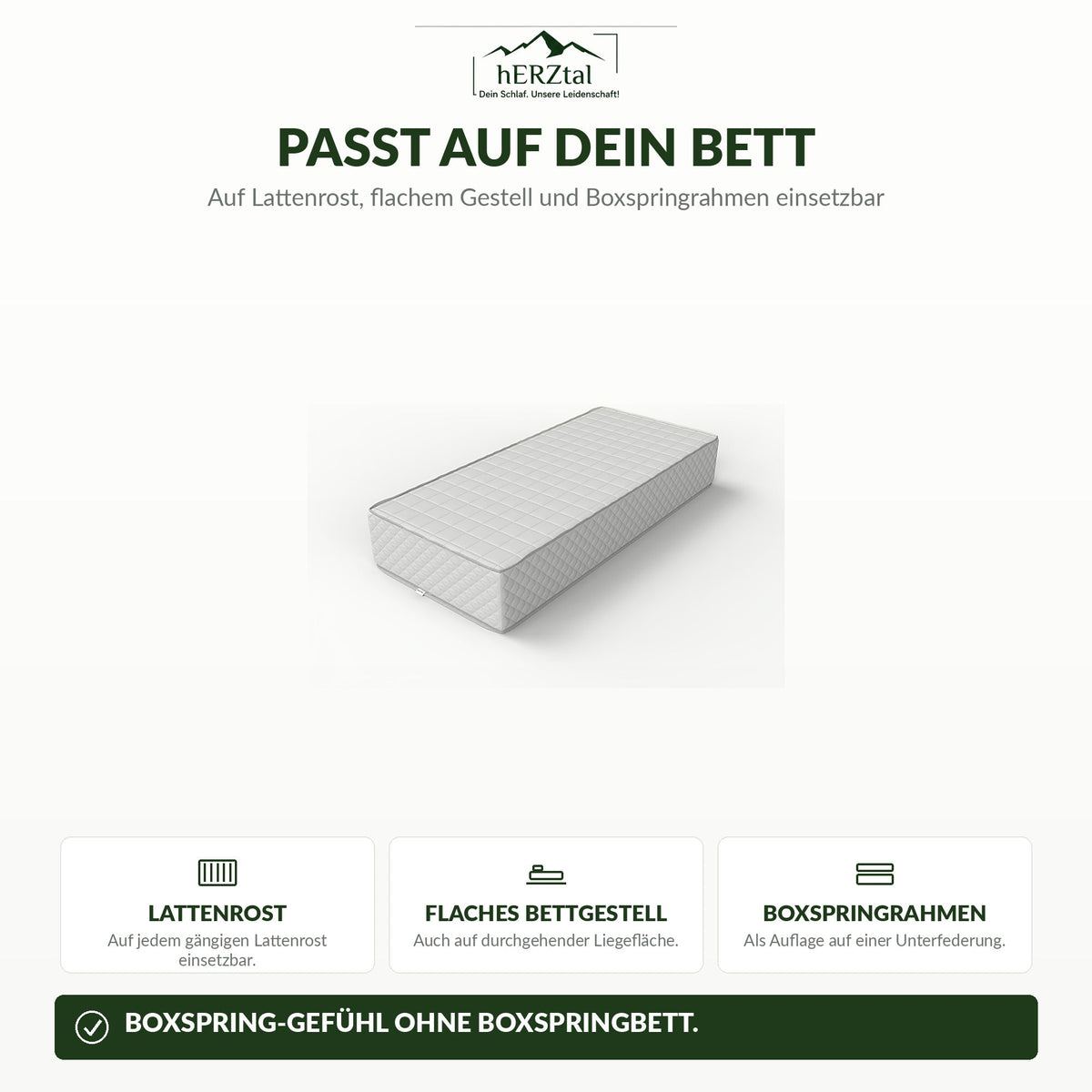 hERZtal RoyalNest – passt auf Lattenrost, Bettgestell und Boxspringrahmen