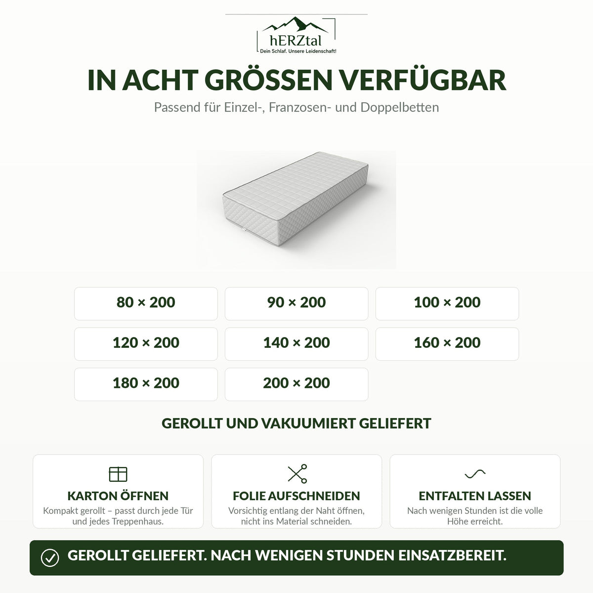 hERZtal RoyalNest – acht Größen, gerollt geliefert