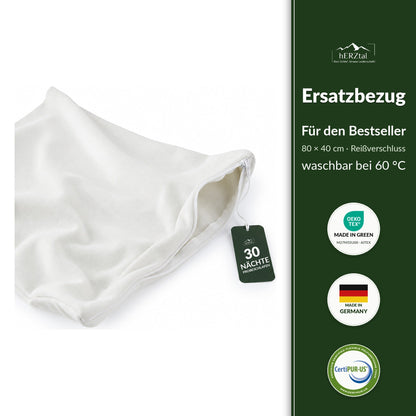 hERZtal Ersatzbezug für das Nackenstützkissen Bestseller – 80 × 40 cm, waschbar bei 60 °C