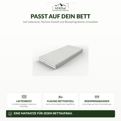 hERZtal Sleepmaster 18 – passt auf Lattenrost, Bettgestell und Boxspringrahmen