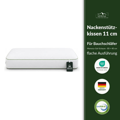 hERZtal Nackenstützkissen 11 cm – flache Ausführung für Bauchschläfer