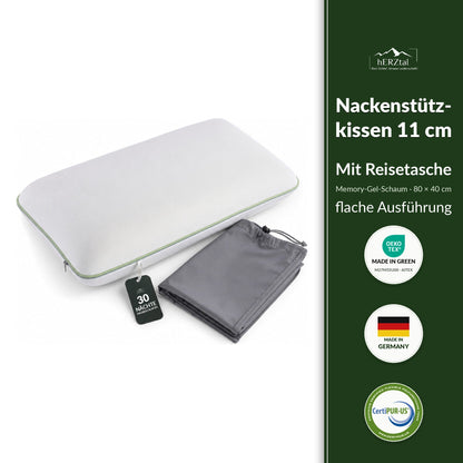 hERZtal Nackenstützkissen 11 cm mit Reisetasche